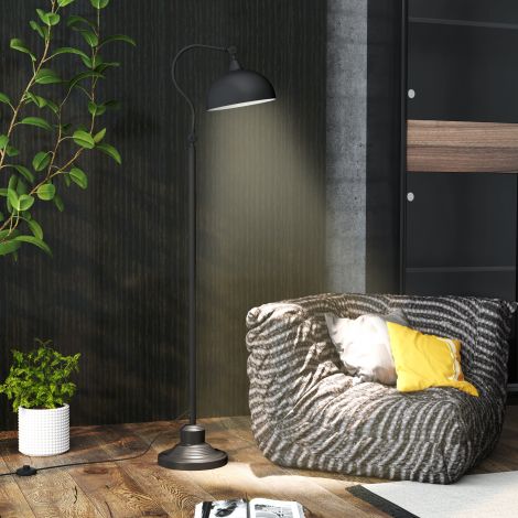 Põrandalamp, põrandavalgusti E27 sokliga, reguleeritava lambivarjuga, 40 W, retrodisainiga kaarlamp, stabiilne alus, metall, 42 x 25,5 x 152 cm, must