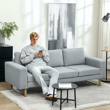 3-kohaline diivan kolmekohaline kangasdiivan patjadega käetugi linase välimusega magamistuppa 200 x 82 x 78 cm helehall
