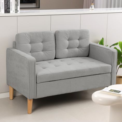 2-kohaline diivan, diivan koos panipaigaga, polsterdatud polsterdiivan, kahekohaline diivan sametise välimusega elutuppa, magamistuppa, 117 x 62 x 78 cm | Aosom