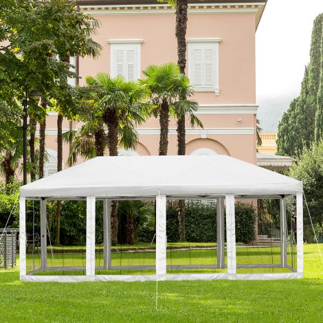 Kokkupandav paviljon Aiapaviljon Pop-Up paviljon 5,9x2,95x2,5m teras Oxford võrk kandekotiga kreemvalge aiapidude ja ürituste jaoks.