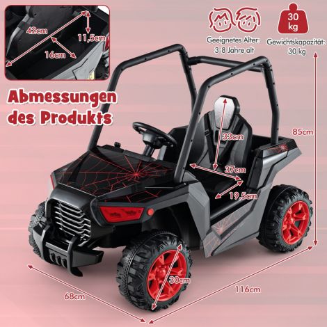Laste elektriauto 2,4G kaugjuhtimispuldiga, 24V UTV elektrisõiduk lastele alates 3. eluaastast, must
