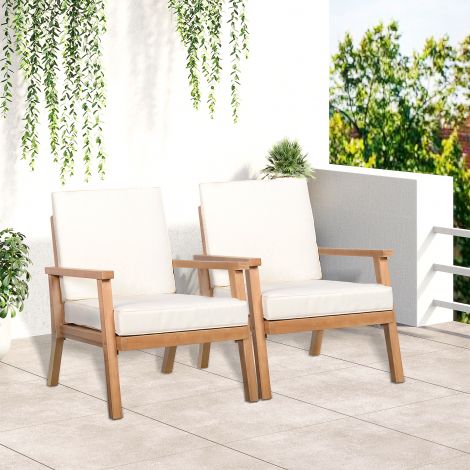 Aiatoolide komplekt 2 tk Mugavad aiatoolid patjadega, paplipuust, rõdule ja aeda, 66x77,5x74,5 cm| Aosom