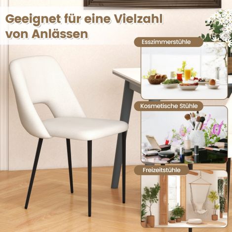 2-osaline söögitoolide komplekt, polsterdatud köögitoolid seljatoega 48,5 x 57 x 85 cm beež