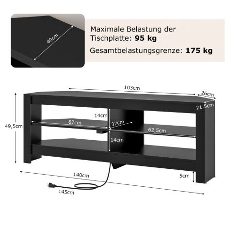 Nurgeline telerikapp laadimisjaama ja 4 riiuliga, sobib kuni 65-tollistele teleritele, madal telerialus, must