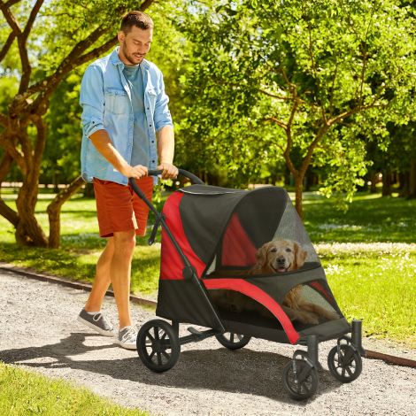 Koerakäru koerabuggy kokkupandav suurtele koertele ja kassidele kuni 30 kg kassibuggy padja, võrkkardinate, uste, hoiukoti, kassikäru turvarihmade, pidurite, musta buggyga.