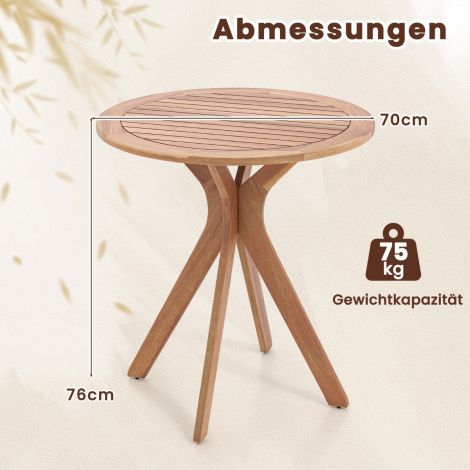 Ilmastikukindel akaatsiapuidust aialaud ümmargune puidust laud abilauake rõdulauake bistroolaud
