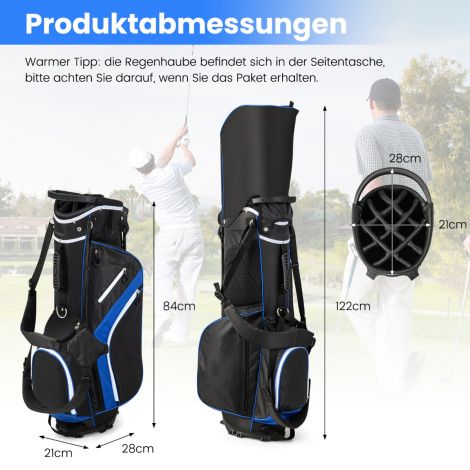 Golfikott 14-osalise kepijaotusega, 6 taskut, jahutustasku ja vihmakattega, sinine