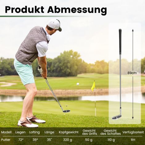 Golfikiiper 89 cm golfikepp roostevabast terasest peaga ja libisemiskindla käepidemega paremakäelistele hõbedane
