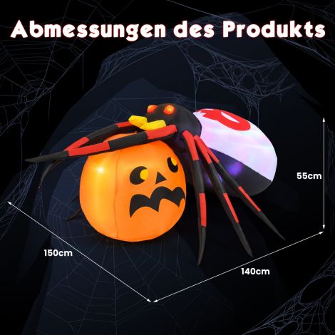Täispuhutav Halloweeni ämblik kõrvitsa ja pöörlevate LED-tuledega, õudne ämblikukaunistus
