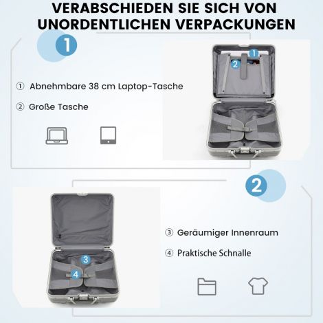 16” käsipagasi 34 l rataskohver sülearvutisahtliga ja pöörlevate ratastega 43 × 24 × 44 cm hõbedane