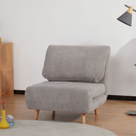 2-in-1 magamiskohaga diivan, magamistool, reguleeritav kokkupandav madrats, külalistevoodi, kokkupandav voodi, nöörimustriga magamistuppa, elutuppa, helehall| Aosom
