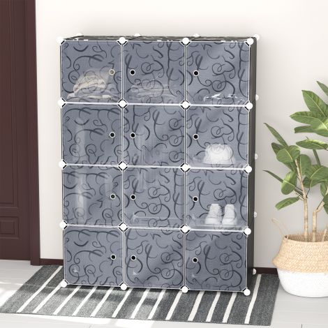 Riidekapp DIY garderoobisüsteem, kuubikute garderoob koos riidepuuga, PP, must + valge| Aosom