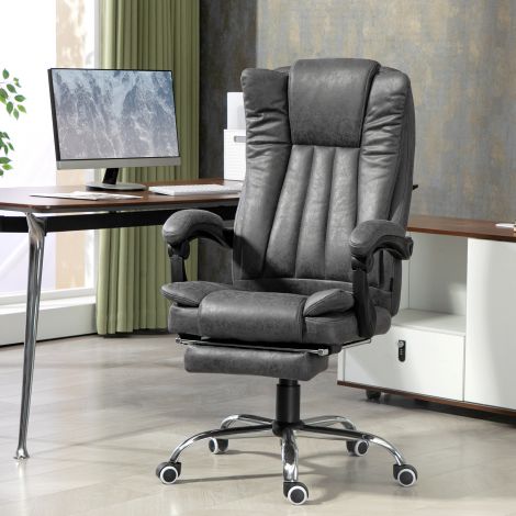 Vinsetto kontoritool massaaži- ja soojendusfunktsiooniga, kõrguse reguleerimisega, väljatõmmatava jalatoega, ergonoomiline, 62 x 70 x 113-120 cm, hall.