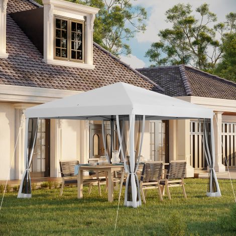 Paviljon umbes 3x3m, veekindel stabiilne talvekindel pop-up kokkupandav paviljon UV-kaitsega, kokkupandav peotelk aiatelk 4 küljega, kott aiapaviljoniks telkimiseks aeda, kreemvalge