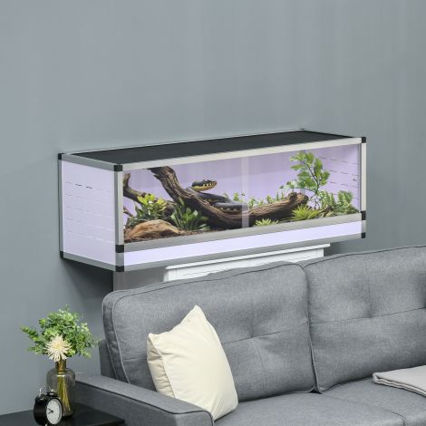 Roomajate, kahepaiksete ja ämblikulaadsete terrarium alumiiniumist valge+hõbe+must 120 x 40 x 40 cm