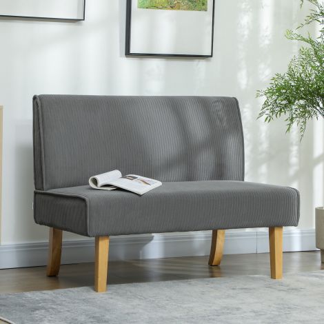 2-kohaline diivan, diivan nöörvälimusega, puidust jalad, polsterdatud polsterdiivan, kahekohaline diivan magamistuppa, elutuppa, 110 x 62 x 85 cm, hall