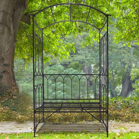Roosikaarega pink Roosipink Lehtlapink Filosoofipink Ronimisvõre Ronimistoetus Aiapink Metall Must 115 x 50 x 203 cm