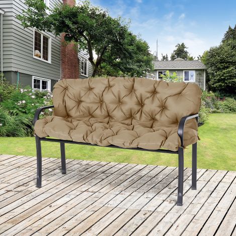 3-kohaline pingipadi 150x98x8 cm pingipadi paeltega, istmepadi, väli-/siseistmepadi, istmekate, istmepolster, pingipolster aiamööblile, istmepink kiiktoolile, khaki
