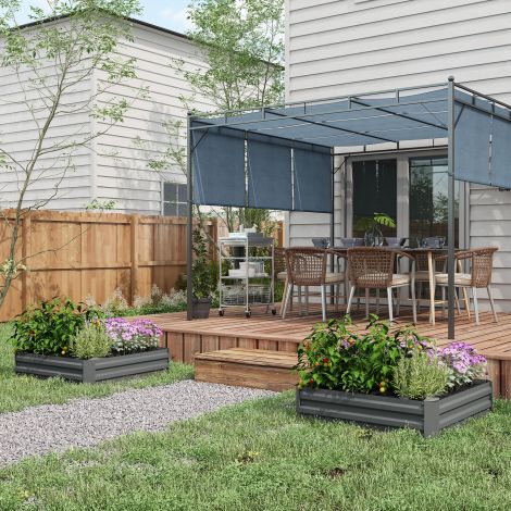 2-osaline komplekt kõrgpeenar terasest, istutuskast varajane peenar aiapeenar lillekast kokkupandav, istutuskast istutuskonteiner 100x100x30cm aia, rõdu, terrassi jaoks, köögiviljapeenar lilledele, taimedele