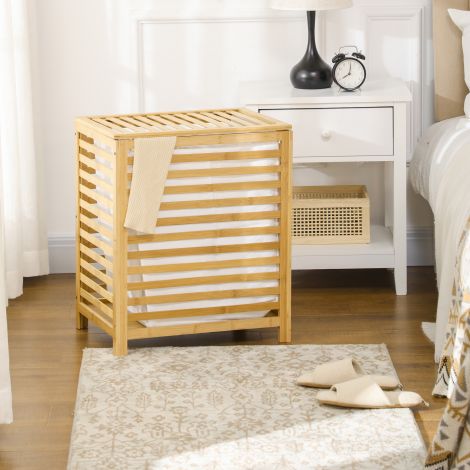 Pesukorv 55L bambusest pesukast kaanega ja eemaldatava pesukotiga magamistuppa ja vannituppa 50x36x60cm naturaalne.de