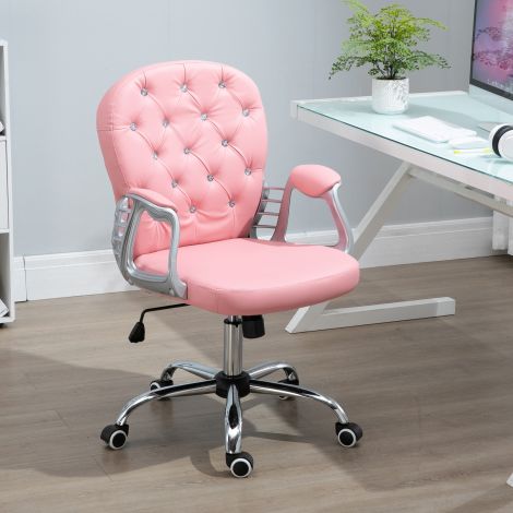 Vinsetto kontoritool juhitool ergonoomiline polsterdatud seljatugi, roosa, PU, 59,5 x 60,5 95-105 cm