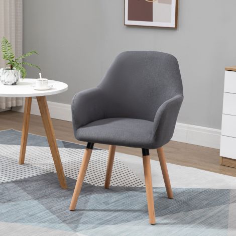 Söögitool polsterdatud tool libisemisvastase tumehalli linase kangaga pöögipuu 56x60x85 cm elutuppa ja söögituppa.