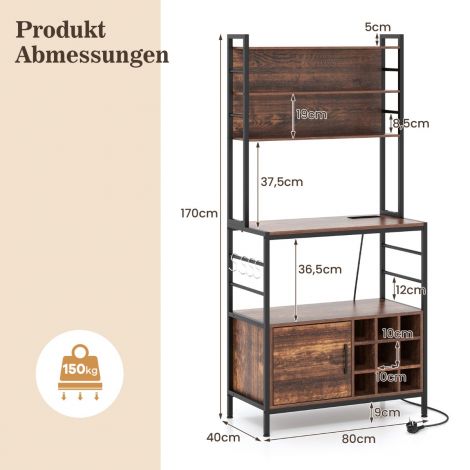 Köögiriiul pistikupesaga Veiniriiul 9 pudelile Püstiriiul kapiga Pruun