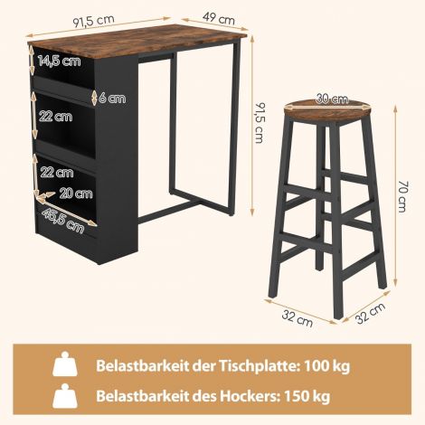 Köögilaud 2 taburetiga ruumisäästlik bistroolaud letilaud söögilaud komplekt seisulaud