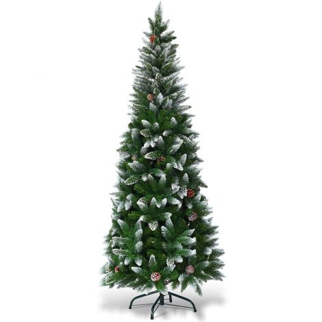 Lumega kaetud 220 cm jõulupuu metallist aluse ja 630 PVC okkaga