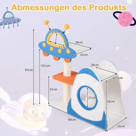 Kraapimispuu UFO-platvormi ja sisalsammastega kassikraapimispuu kassipuu ronimispuu