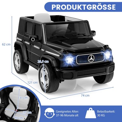 Laste Mercedes-Benzi elektriauto 2,4G kaugjuhtimispuldiga ja esituledega, 12 V elektrisõiduk, must