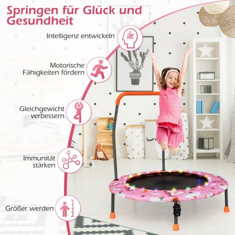 Ã˜92 cm laste batuut minibatuut LED valgustusega eemaldatava käepidemega roosa