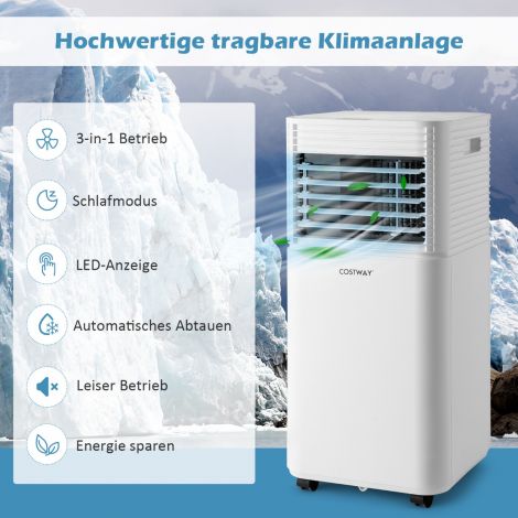 Kaasaskantav 4-ühes kliimaseade õhujahuti valge LED-ekraaniga 7000 BTU