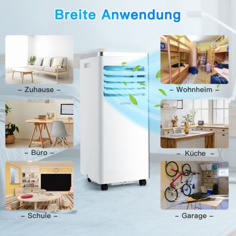 4-ühes mobiilne kliimaseade jahutamiseks, ventilatsiooniks ja niiskuse eemaldamiseks, väljatõmbevoolikuga, 7000 BTU, valge