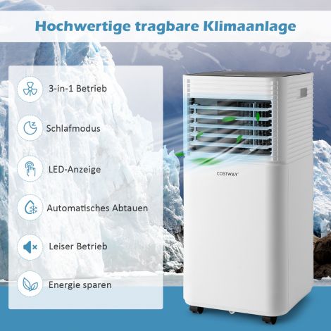 Kaasaskantav 4-ühes kliimaseade õhujahutiga, musta LED-ekraaniga, 7000 BTU