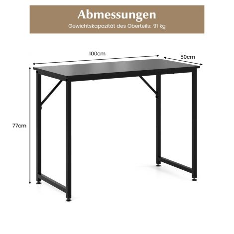PC-laud reguleeritavate jalapadjanditega kompaktne arvuti- ja kirjutuslaud 100 × 50 × 77 cm must