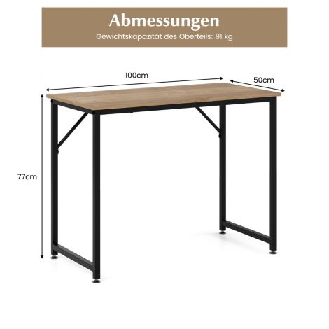 Arvutilaud reguleeritavate jalapatjadega, kompaktne kirjutuslaud 100 × 50 × 77 cm, naturaalne