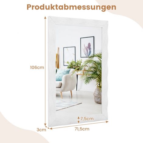 Talumaja seinapeegel kummipuu puitraamiga, rustikaalne vannitoapeegel, valge