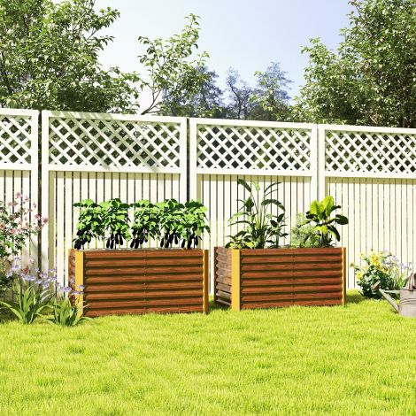 2-osaline komplekt kõrgpeenar ilmastikukindel, istutuskast varajane peenar aiapeenar istutuskast tsingitud terasest, lillekast terrassile ja aeda, 120 x 60 x 60 cm