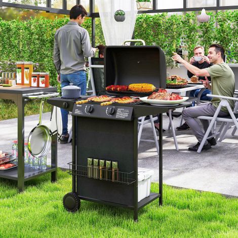Gaasigrill 7 kW grillkäru, sisaldab 3 põletit, külgpõleti, ratas, rõhuregulaator, kaas, gaasivoolik, 2 kütteala, termomeeter, külgriiulid, BBQ aedgrill rõdule, grill 107 x 54 x 96 cm