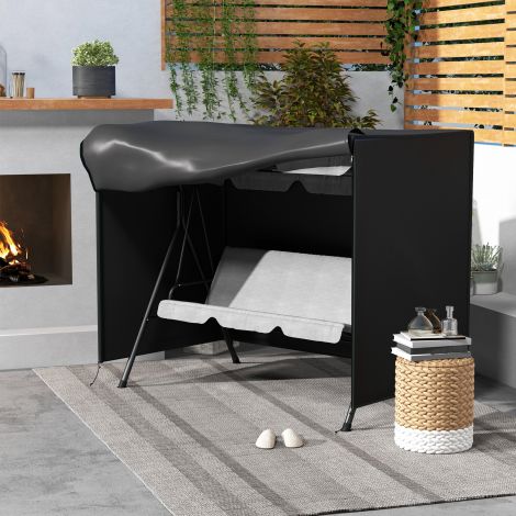 Hollywoodi kiige kate 3-kohaline, veekindel talvekindel kaitsekate aiakiigele, UV-kindel katteplane, kattekate, rebenemiskindel 600D Oxford kangas, 205x124x164cm must