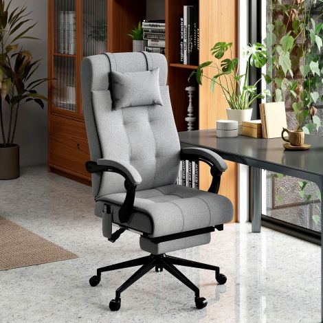 Vinsetto kontoritool massaažifunktsiooniga ergonoomiline kõrguse reguleerimisega nimme soojendusega jalatugi peatoega polüester hall 66x76x112-120cm.de