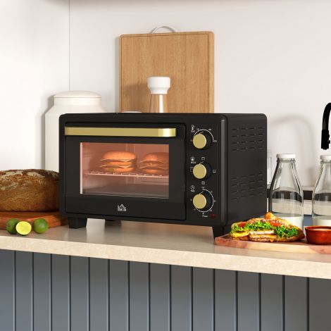 Miniahjuga 16 L 1400W Mini ahi 100-230℃ 60 min. taimer, koos grillresti ja küpsetusplaadiga, pitsaahi koos aluse käepidemega, purualus must