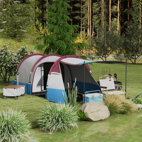 Telk, tunnelitelk 3 inimesele, valguskonksuga, eeskoda, 2 ruumi, tuulekindel peretelk kandekotiga, 2000mm veekindel pop-up telk telkimiseks, aeda, punane