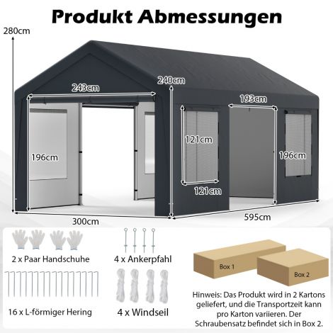 Carport telkgaraaž 8 eemaldatava külgseinaga ja rullustega garaažitelk karjatelg