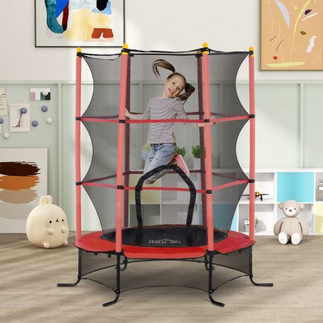 Laste batuut Ø163 cm, batuut turvavõrguga, äärekate, aedbatuut lastele 3-10 aastat, kuni 50 kg kandevõime, punane