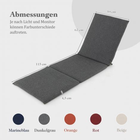 Lamamistooli padi päikesetoolile, polster aialamamistoolile 182 x 59 x 4,5 cm tumehall
