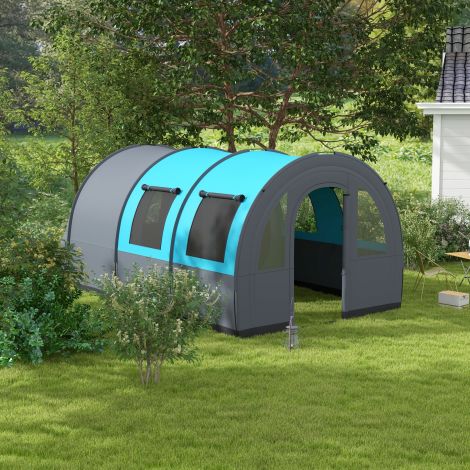Tunnelitelk 6 inimesele, 2 ruumi ja valguskonksuga, grupitelk kandekotiga, 3000 mm veesamba, peretelk hall.