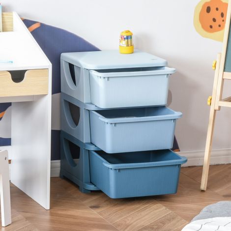 Mänguasjade hoiustamine, 3 taset, lastetoa kummut, väike sahtlikapp lastele, sinine.