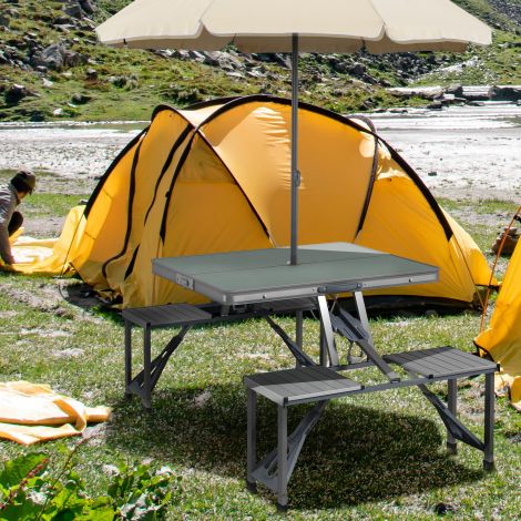 Telkimislaud kokkupandav laud 4 tooliga kokkupandav aialaud alumiiniumist kerge multifunktsionaalne laud 4 inimesele abilaud aeda terrassile rõdule 85,5 x 135cm hall